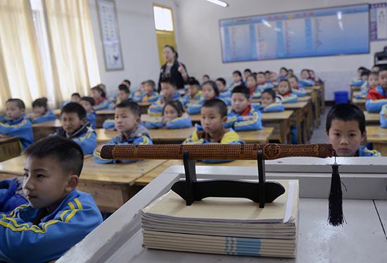 大竹县第二小学“请戒尺入课堂”,实施已有一年多。采访对象供图